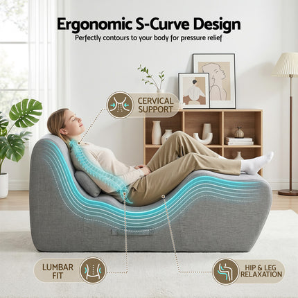 Artiss Chaise Lounge Chair Ergonomic S-Curve Floor Lounger Boneless Lounge Chairs Grey 4