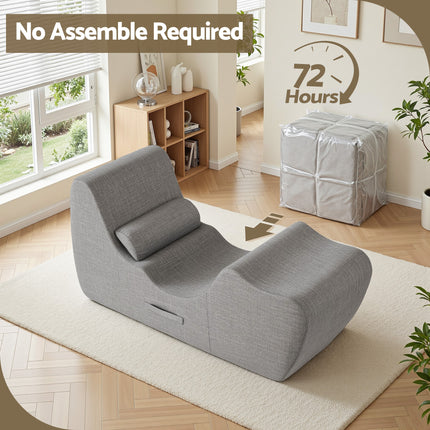 Artiss Chaise Lounge Chair Ergonomic S-Curve Floor Lounger Boneless Lounge Chairs Grey 6