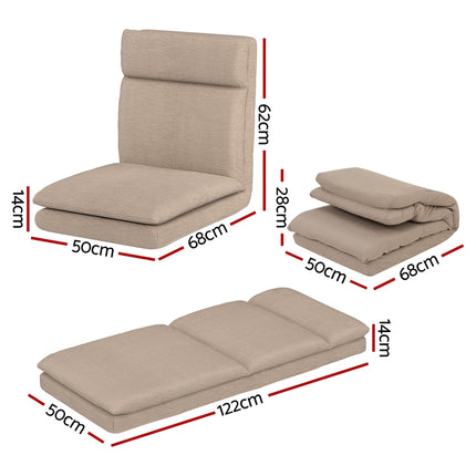 Artiss Floor Chair Sofa 1 Seater Linen Beige 2