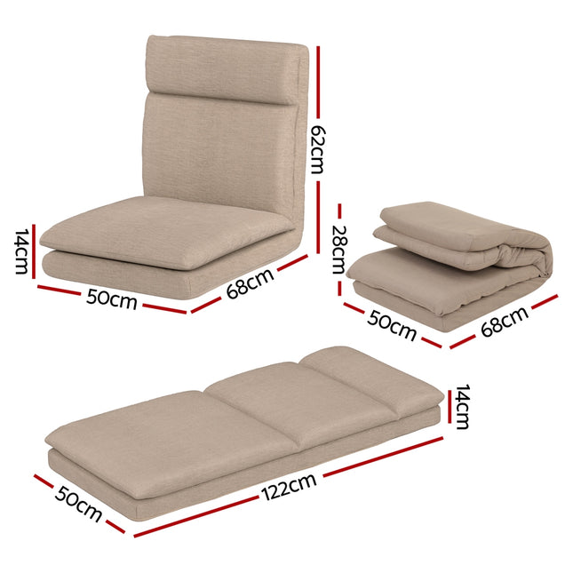 Artiss Floor Chair Sofa 1 Seater Linen Beige 2