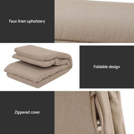 Artiss Floor Chair Sofa 1 Seater Linen Beige 6
