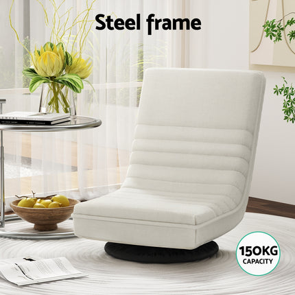 Artiss Floor Lounge Sofa Swivel Foldable Linen White 4