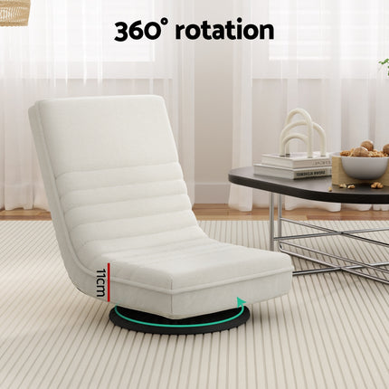 Artiss Floor Lounge Sofa Swivel Foldable Linen White 5