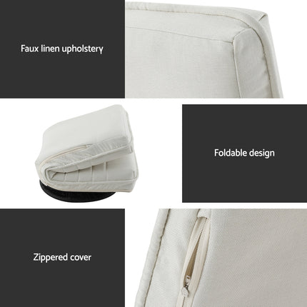 Artiss Floor Lounge Sofa Swivel Foldable Linen White 6