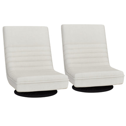 Artiss 2XFloor Chair Lounge Sofa Swivel Foldable Linen White