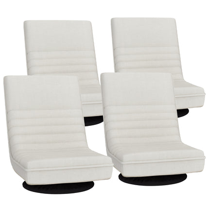 Artiss 4XFloor Chair Lounge Sofa Swivel Foldable Linen White