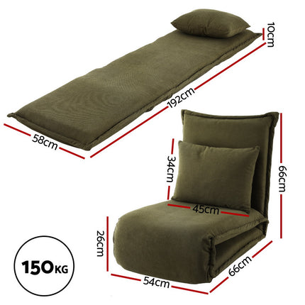 Artiss Floor Lounge Sofa Bed Foldable Green 2