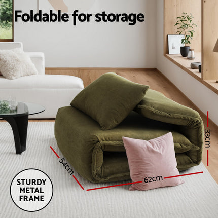 Artiss Floor Lounge Sofa Bed Foldable Green 5