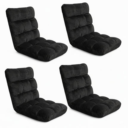 Artiss 4X Lounge Sofa Bed Flannel Fabric Black
