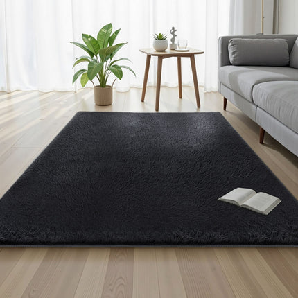 Artiss Floor Rug 140x200cm Plush Area Shaggy Rug Living Room Bedroom Carpet Black 7