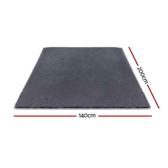 Artiss Floor Rug 140x200cm Plush Area Shaggy Rug Living Room Bedroom Carpet Grey 2