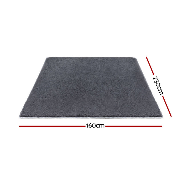 Artiss Floor Rug 160x230cm Plush Area Shaggy Rug Living Room Bedroom Carpet Grey 2