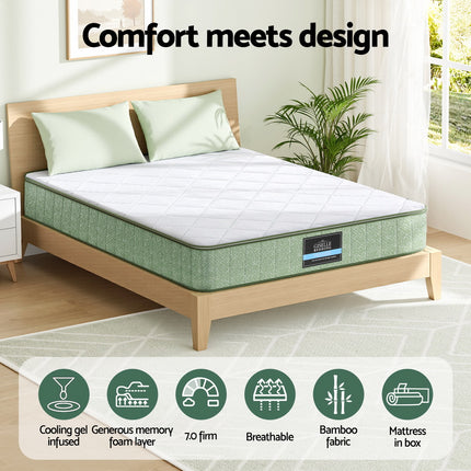 Giselle 25cm Memory Foam Mattress Dual Layer Zipper Cover Cool Charcoal Foam Mattresses Double 4