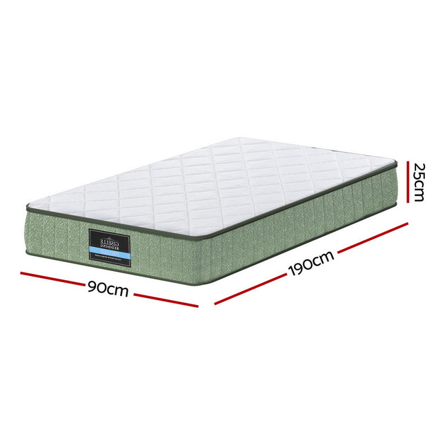 Giselle 25cm Memory Foam Mattress Dual Layer Zipper Cover Cool Charcoal Foam Mattresses Single 2
