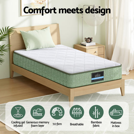 Giselle 25cm Memory Foam Mattress Dual Layer Zipper Cover Cool Charcoal Foam Mattresses Single 4