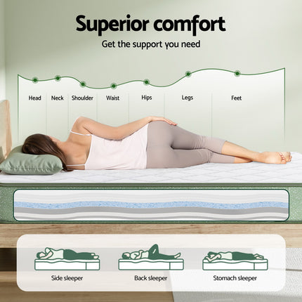 Giselle 25cm Memory Foam Mattress Dual Layer Zipper Cover Cool Charcoal Foam Mattresses Single 6