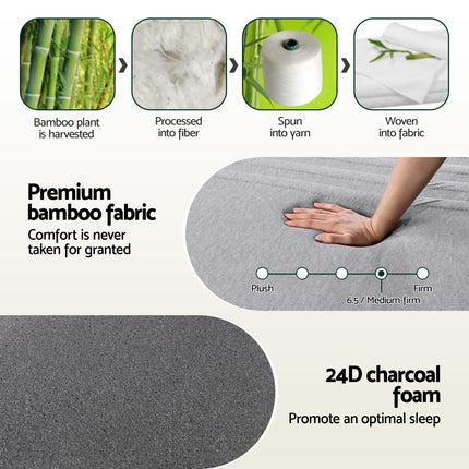 Giselle Bedding Cool Gel Memory Foam Mattress Charcoal 7-Zone Washable Bamboo Cover 15cm Double 8