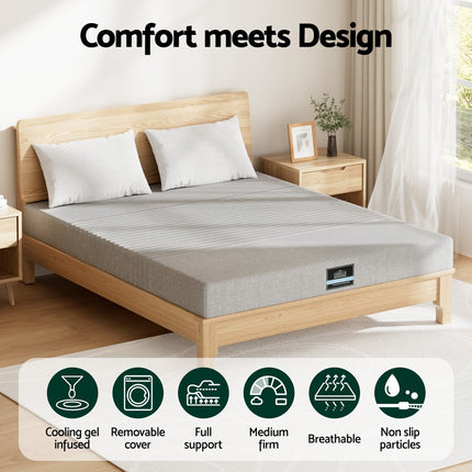 Giselle Bedding Cool Gel Memory Foam Mattress Charcoal 7-Zone Washable Bamboo Cover 15cm King 4