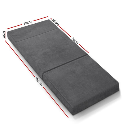 Giselle Bedding Foldable Mattress Folding Foam Bed Mat Single Grey 3