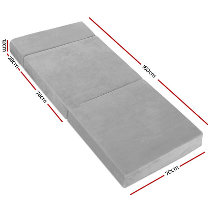 Giselle Bedding Foldable Mattress Folding Foam Bed Mat Light Grey 3