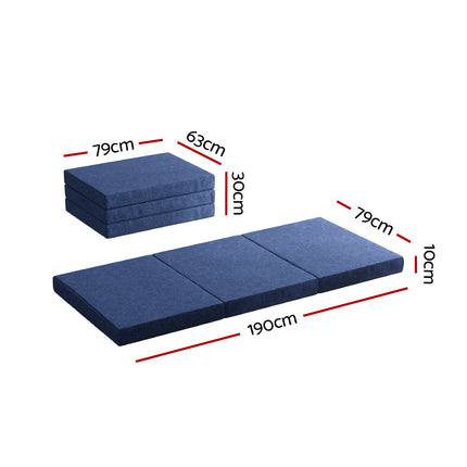 Giselle Bedding Foldable Mattress Folding Foam Single Blue 2