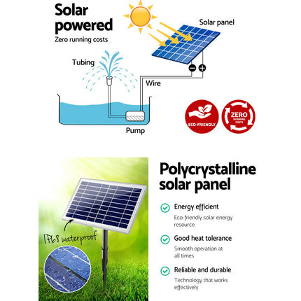 Gardeon Solar Pond Pump Submersible Water Fountain Kit 6.6FT 6
