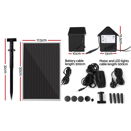 Gardeon Solar Pond Pump Submersible Water Fountain with Battery Kit LED Lights 4FT 2