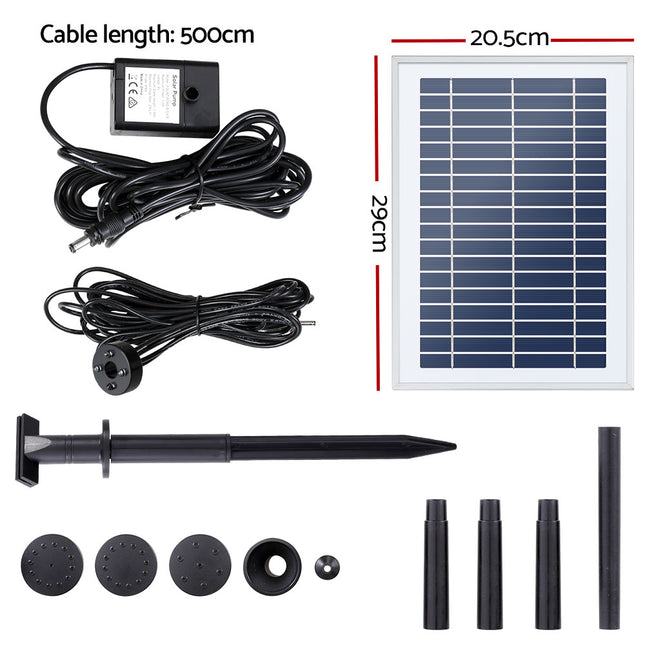 Gardeon Solar Pond Pump Submersible Water Fountain with Battery LED Lights 4.4FT 2
