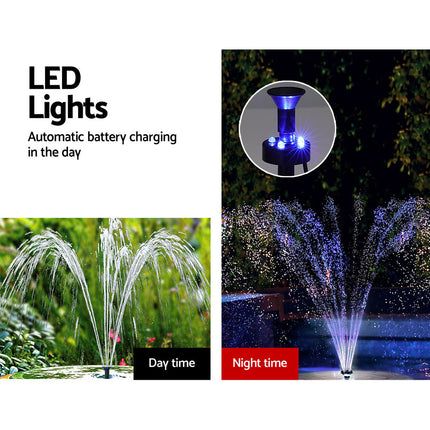Gardeon Solar Pond Pump Submersible Water Fountain with Battery LED Lights 4.4FT 6