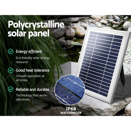 Gardeon Solar Pond Pump Submersible Water Fountain with Battery Kit LED Lights 4.3FT 5