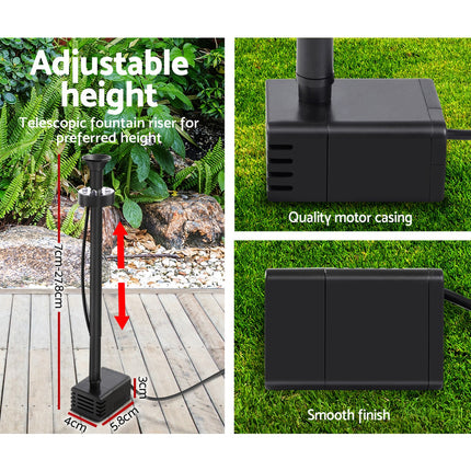 Gardeon Solar Pond Pump Submersible Water Fountain with Battery Kit LED Lights 4.3FT 7
