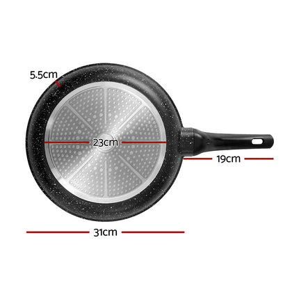 5-Star Chef Non Stick Frying Pan Cast Aluminium Steak Skillet BBQ Cookware 30cm 2