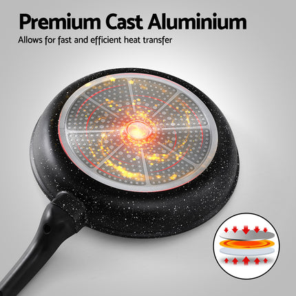 5-Star Chef Non Stick Frying Pan Cast Aluminium Steak Skillet BBQ Cookware 30cm 4