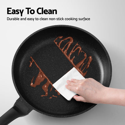 5-Star Chef Non Stick Frying Pan Cast Aluminium Steak Skillet BBQ Cookware 30cm 5