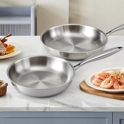 5-star Chef Frying Pan Stainless Steel Uncoated Twin Frypan Set 25/30cm Silver 7