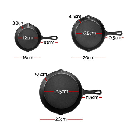 5-star chef Non Stick Frying Pan Cast Iron 3PCS 2