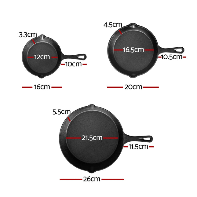 5-star chef Non Stick Frying Pan Cast Iron 3PCS 2