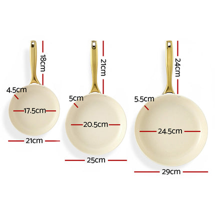 5-star Chef Frying Pan 3PCS Shades Frypan Set Ceramic Coating Multi Colour 2