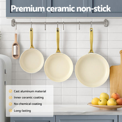 5-star Chef Frying Pan 3PCS Shades Frypan Set Ceramic Coating Multi Colour 4