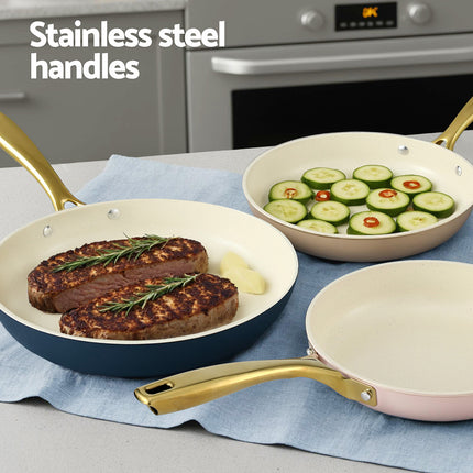 5-star Chef Frying Pan 3PCS Shades Frypan Set Ceramic Coating Multi Colour 5