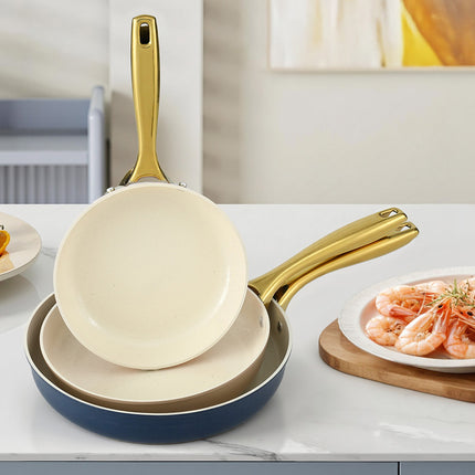 5-star Chef Frying Pan 3PCS Shades Frypan Set Ceramic Coating Multi Colour 7