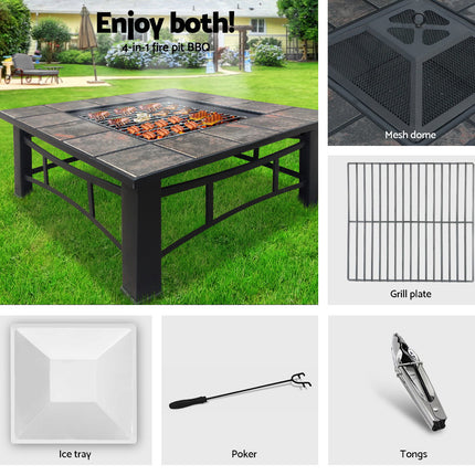 Grillz Fire Pit BBQ Grill Ice Bucket 4-In-1 Table 3