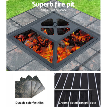 Grillz Fire Pit BBQ Grill Ice Bucket 4-In-1 Table 6
