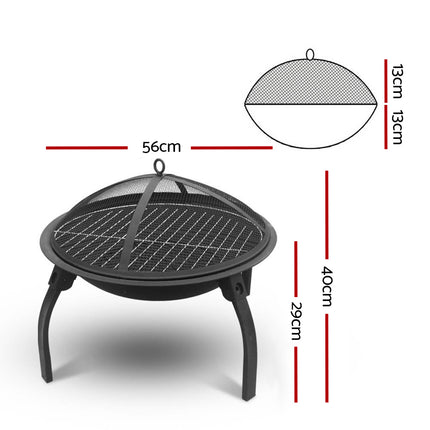 Fire Pit BBQ Charcoal Smoker Portable Outdoor Camping Pits Patio Fireplace 22" 2