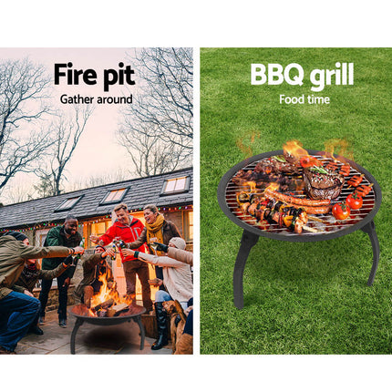 Fire Pit BBQ Charcoal Smoker Portable Outdoor Camping Pits Patio Fireplace 22" 4