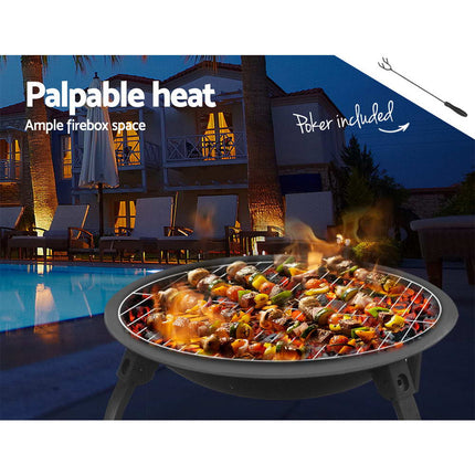 Fire Pit BBQ Charcoal Smoker Portable Outdoor Camping Pits Patio Fireplace 22" 5