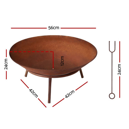 Grillz 56cm Fire Pit Iron Rustic Bowl Outdoor 2
