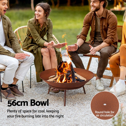 Grillz 56cm Fire Pit Iron Rustic Bowl Outdoor 4