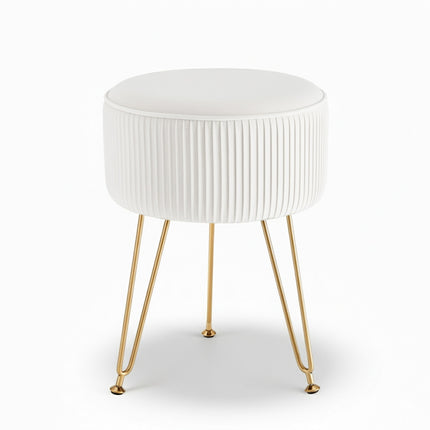 Artiss Ottoman Foot Stool Vanity Velvet Round White