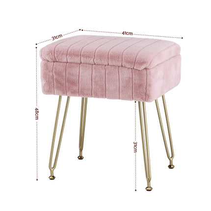 Artiss Storage Ottoman Vanity Foot Stool Pink 2